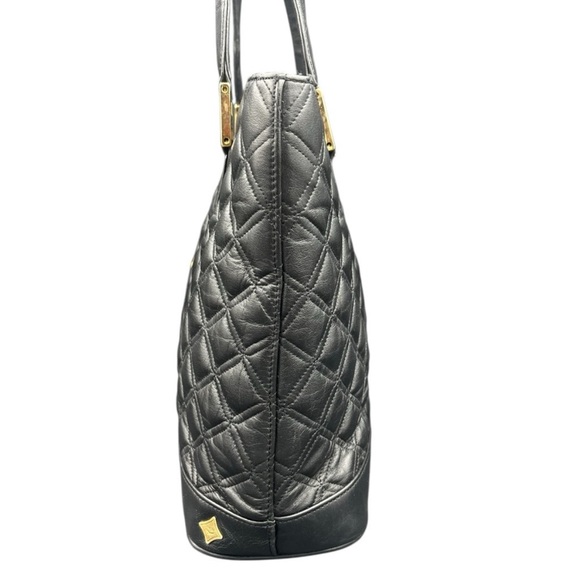 MCM Black Quilted Tote Bag with Gold Accents - Picture 5 of 11
